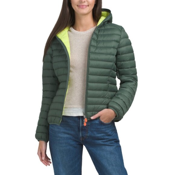 SAVE THE DUCK Thyme Green Vicky Hooded Packable Jacket - Picture 1 of 2
